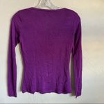 Elie Tahari  Purple Pleated Round Neck Sweater Photo 5