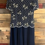 Papell Boutique Navy Beaded Evening Dress Size 12 Photo 0