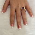 925 Gold Plated real SAPPHIRE 2 Diamonds Ring​ Purple Size 10 Photo 6