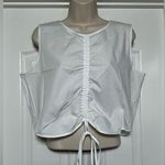 Calvin Klein NWT White Cotton Suit Adjustable Ruched Short Sleeve Women' Blouse Photo 0