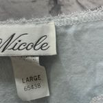 Vintage Nicole Nightgown Long Sleeve Satin Shiny Blue Size L Floral Lace Union Size L Photo 3