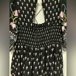 Anthropologie *** Dasha Smocked Black Floral Print Midi Dress Photo 13