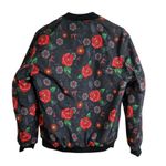 Retro Rifle Fiesta Bomber Jacket XS Black Full Zip Reversible Red Floral NWT Photo 1