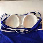 Venus  Tankini Top Molded Cups Ring Detail Contrast Trim Blue White 12 Photo 2
