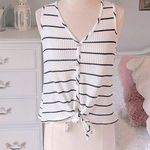 Paper Crane White Waffle Tie Knot Top Photo 0