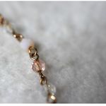 ALDO Vintage  Copper Beveled Link Pink/Clear/White Beads 7" Delicate Y2K Bracelet Photo 2