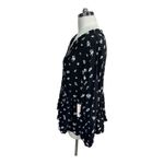 SO  Black Floral Print Long Sleeve V-Neck Ruffled Peasant Babydoll Top Size M NWT Photo 2