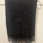 B. bindya accessories Black 100% Cashmere Scarf Embroidered Fringe 72x26 wrap Photo 0