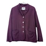 Flax  Burgundy Cotton Button Up Blazer Size SMALL Pockets Photo 2