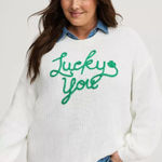 Torrid  Lucky you crewneck pullover white sweater 5X NWOT Photo 0