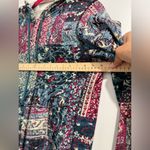 Lucky Brand Blue/ Red Bohemian Print Hooded Zip Front Sweatshirt Sz. L Photo 3