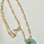 Rhinestone Evil Eye Paper Clip Necklace Gold Photo 3