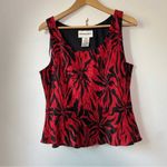 Vintage Victor Costa 2 Piece Red and Black Satin Tank Top Blouse and Jacket Size 12 Photo 3