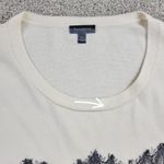 Talbots Womens Sweater XL Cream Black Paisley Eyelash Lace Stripes Crew Neck Photo 10