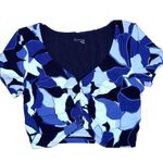 Aerie NEW OFFLINE By Real Me Ruched Cropped T-Shirt Blue Pattern Size Medium Photo 1