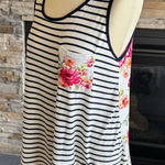 Blue and White Striped Sleeveless Relaxed Tank Top Size M Photo 0