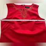Ellen Tracy Red Embroidered Mini Sheath Dress Size 12 Photo 3