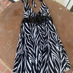 ZARA Y2K kiwi Zebra print halter dress with sequin belt size small Photo 3