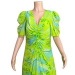 RHODE Maci Geometric Puff Sleeve Midi Dress, Electric Eden, 8 (US) Green Photo 10