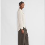 Aritzia  Babaton Women’s Utility Shirt Matte Pearl Relaxed Drapey Twill Button Up Photo 4