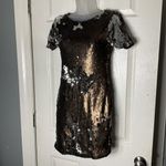 Topshop NWT  sequin Mini Party Dress Short sleeve Bronze Silver Metallic Size 2 Photo 10