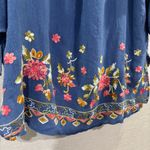 Fig & Flower Boho Embroidered Floral Button Up‎ Blouse | Blue | Size 1X Photo 4