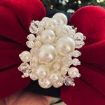 French Style Black Beret with Red Bow Pearl Ribbon Bow NWOT Photo 4