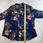 Chico's  3 US 16 18 Easy Button Shirt Print Silky Floral Top Navy Floral Pattern Photo 9