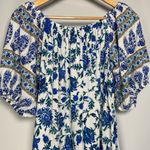 Nicole Miller  Off Shoulder Dress Mini Floral Paisley Cottage Coastal Cowgirl M Photo 1