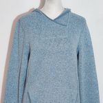 Eddie Bauer Light Blue Fleece Sweater Hoodie Size Medium Preppy Blue Pullover Photo 2