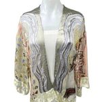 Anthropologie  Floreat Silk Satin Paisley Patchworks Lace Kimono Cardigan Top S Photo 0
