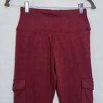Burgundy Cargo Leggings Size Medium Oxblood Leggings with Pockets Red Photo 2