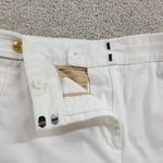 Talbots Womens Cropped Pants 12 White Wide Leg Capri Gold Button Pockets Stretch Photo 4