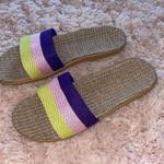 Amazon Green, Pink, and Purple Woven Slide Sandals Photo 2