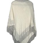 Mia & Tessa White & Gray Cape Cowl Neck Tassel Knit Poncho Women Sz OS Photo 0
