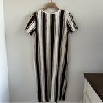 ZARA  Trafaluc Vertical Striped Dress Y2K V Neck Cream Brown Small Photo 5