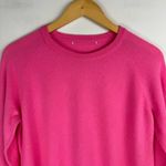 ZARA  Bright Pink 100% Wool Crewneck Sweater Sz Medium Ribbed Hem Photo 2