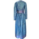 Oscar de la Renta 1960's 1970s Sapphire-Blue Metallic Silk-Brocade Gown Size 6/8 Photo 3