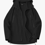 Avogue Rain coat women’s full zip hoodie long sleeved pockets Black Size M Photo 4