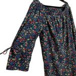 Lucky Brand  Ditsy Floral Off The Shoulder Boho Mini Dress Black Multicolor Small Photo 3