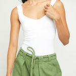 Free People NWT White Clean Lines Scoop Neck Sleeveless Thong Bodysuit Size M/L Photo 0