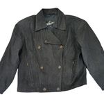 Winlit Women's Leather Jacket L Black Double Breasted Vintage Made in Korea Size L Photo 0