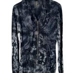 XCVI Black and Gray Tie Dye Ruched Jersey Zip Casual Jacket Size M Photo 0