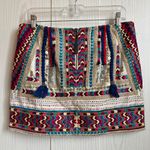 Anthropologie Cynthia Vincent Embroidered Western Boho Embroidered Skirt Size S Pink Photo 1