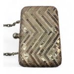 White House | Black Market WHBM  sequin gold Box Purse Clutch Evening Bag Photo 3