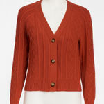 Joie  Cable Knit Sweater‎ Cardigan Tank Set Womens XS Rust Red Cropped 2pc Casual Photo 0
