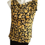Banana Republic cowl neck floral navy blue yellow white Sleeveless Top Photo 0