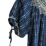 Madewell  Embroidered Puff-Sleeve Babydoll Dress in Indigo Plaid size XS‎ NE787 Photo 2