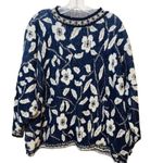 Vintage Trimmings Women's Sweater Pullover Knit Floral Made in USA Blue White XL Photo 0