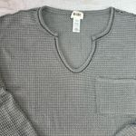 BiBi Gray Lightweight Waffle Knit Notched Neckline Long Sleeve Shirt Size XL Photo 1